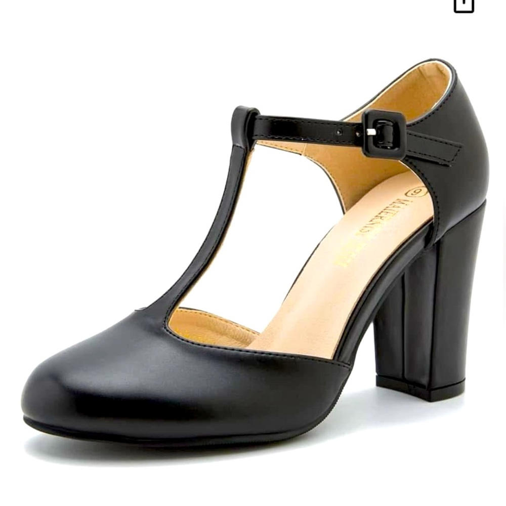 Black t-strap chunky heel. Size 9. New but no box.